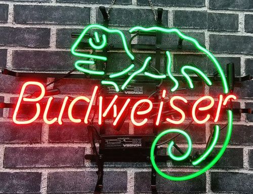 Lizard Chameleon Beer Vintage Style Neon Sign Lamp Light Real Glass 20"x16"