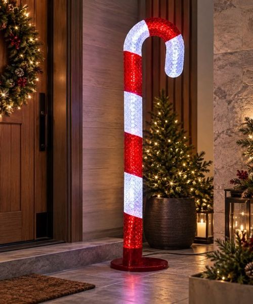 XL 155cm LED Candy Cane Christmas Decoration 76 Lights Indoor Outdoor Garden