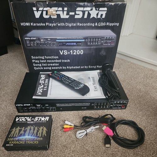 Vocal-Star VS-1200 HDMI Karaoke Player CD+G/MP3 USB Record 2 Mics Remote