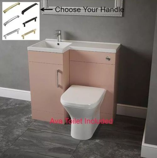 Pastille 900mm L shape Left or Right Dusty Pink Vanity Bathroom Furniture Toilet