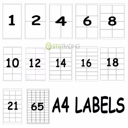 A4 Plain White Address Labels Sticky Self Adhesive Inkjet/ Laser Printer 1 - 65