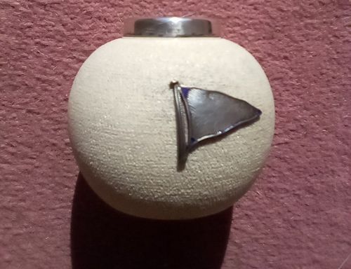 ANTIQUE ROYAL DOULTON SILVER & STONEWARE  MATCH HOLDER STRIKER FLAG EMBLEM  — image 11