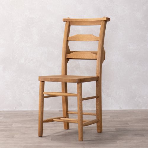 SOLID OAK CHAPEL CHAIR HORIZONTAL SLAT RUSTIC FARMHOUSE DINING CHAIR — image 1