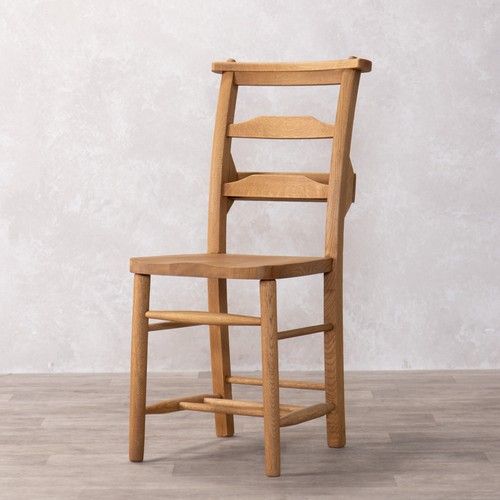 SOLID OAK CHAPEL CHAIR HORIZONTAL SLAT RUSTIC FARMHOUSE DINING CHAIR