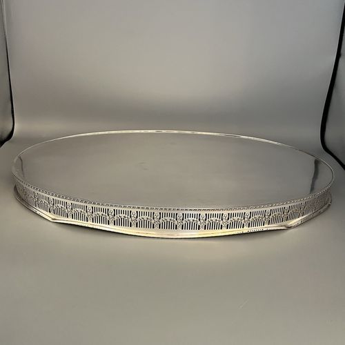 LARGE Vintage Silver Plated Gallery Tray Handles Viners Butler Serving Cocktail — image 20