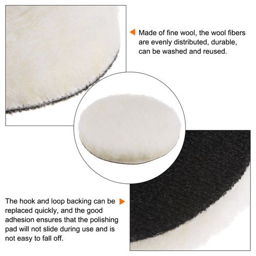 3 Pcs 6 inch Wool Buffing Pads Car Auto Wool Polishing Pad Hook and Loop — image 4