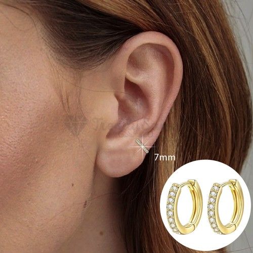 18ct Gold Plated 925 Sterling Silver Small Huggie Helix Tragus Ear Hoop Earrings