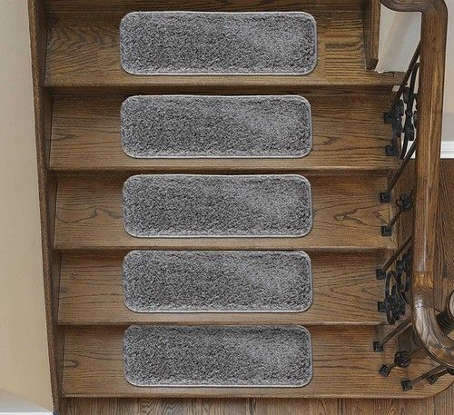 Stair Treads Carpet Mat Non Slip Skid Cleaning Machine Washable, Shaggy 22x67cm