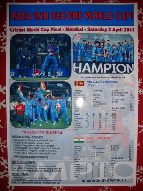 India 2011 ICC Cricket World Cup winners - souvenir print
