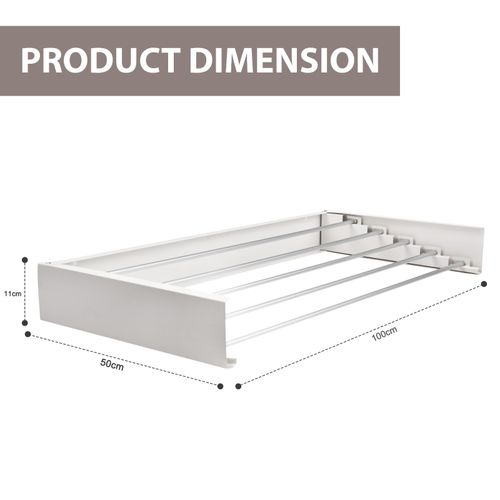 2 x 100CM Wall Mounted Airer Towel Drying Rack Extendable Folding Clothes Dryer — image 5