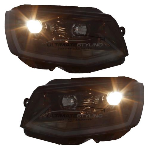 VW Transporter T6 LED DRL Headlights 2015-20 Dynamic Sequential Flashers Black — image 7