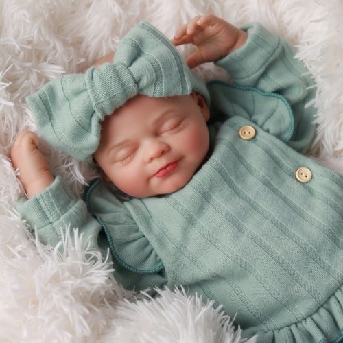 Reborn Baby Doll Girl 17-Inch Sleeping Lifelike Soft Cloth Body with Gift Set — image 6