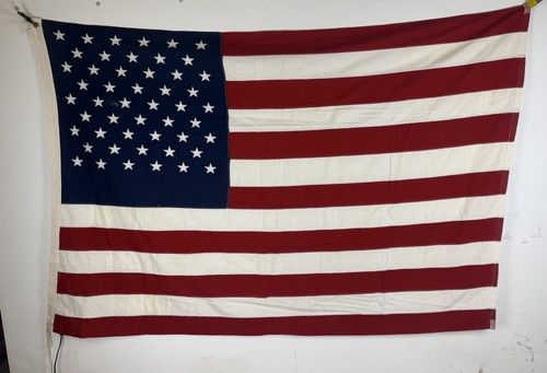 Vintage USA Flag 50 Star - 6ft x 4ft - Sewn Stripes Stitched Stars Cotton