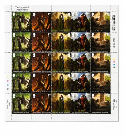 Royal Mail Legend of Robin Hood 2023 Half Sheet 25 x 1st Class Stamps Jon McCoy