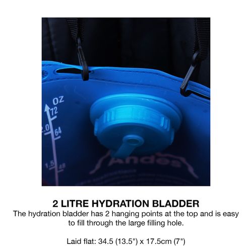 Andes 2 Litre Hydration Pack/Backpack Bag With Water Bladder For Running/Cycling — image 4