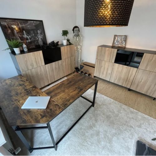 L Shape Computer Desk with Shelves Rustic Brown Corner Home Office Workstation — image 17