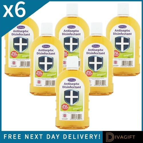 6 x DR JOHNSONS ANTISEPTIC DISINFECTANT ORIGINAL CONCENTRATED LIQUID 500ML NEW