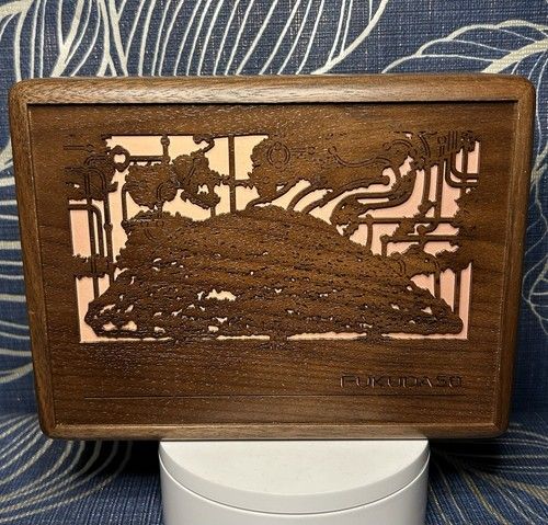 Vintage Japanese Laser-Cut Walnut Jewelry Box – Felt Lined – Made in Japan