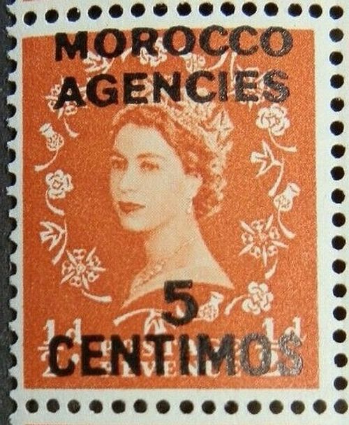 MOROCCO AGENCIES 1954 SG187 QEII 5c. ON ½d. ORANGE-RED - TUDOR CROWN WMK. - MNH