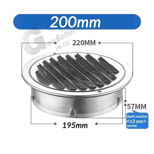 60 - 300 mm Round Air Vent Grille Cover Ducting Ventilation Fly Net Wall Ceiling