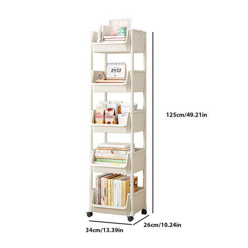 5 Tiers Storage Trolley Cart On Wheels Kitchen Rolling Organizer Rack Room White — image 1