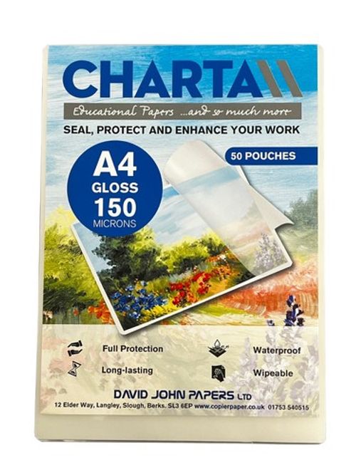 Laminating Pouches A4 50 Pack 150 Micron Laminator Laminate Sheets Charta