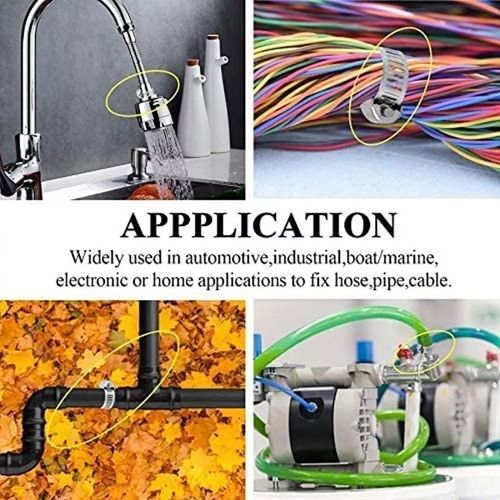 101-Pcs Assorted Stainless Steel Hose Clamp Kit With No Driver Jubilee Clips Set — image 15