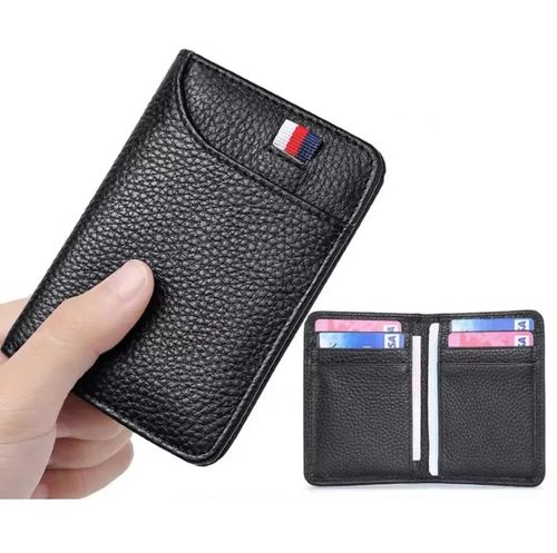 Men Anti-scan Leather Slim ID Credit Card Holder RFID Blocking Thin Small Wallet — image 3