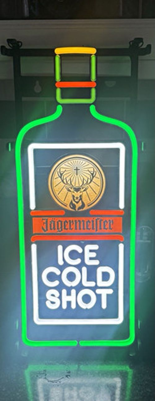 Jägermeister Ice Cold Shot Illuminated Bottle-Shaped Drinks Advertising Sign