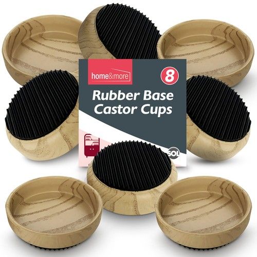 8 Castor Cups Rubber Base Floor Protectors Non-Slip Furniture Sofa Chair Pads