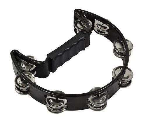 Bryce Half Moon Tambourine with Double Jingles & Comfy Handle Grip Black  Finish — image 4