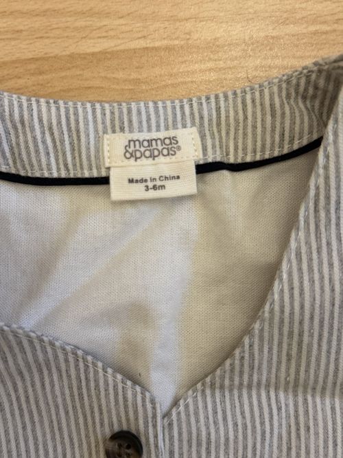 Mamas & Papas 3-6M 2pc Grey/White Striped Corduroy Waistcoat & Trousers — image 2