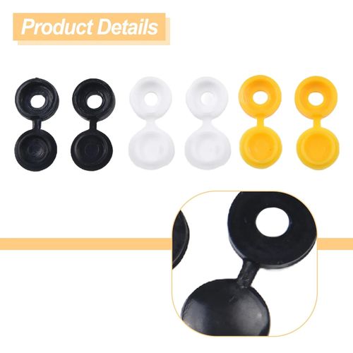 6 x NUMBER PLATE CAR FIXING FITTING KIT SCREWS & CAPS HINGED BLACK YELLOW WHITE — image 3