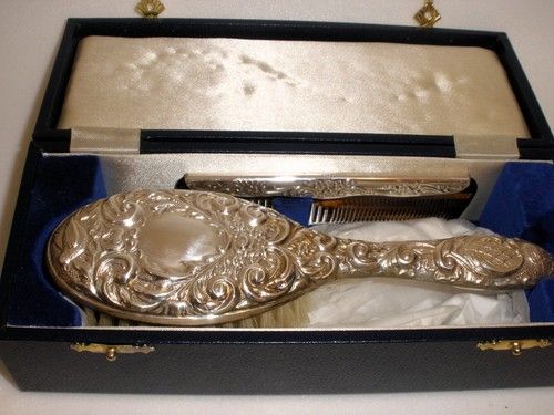 Sterling Silver Hairbrush & Comb Set Broadway B&Co In Original Box