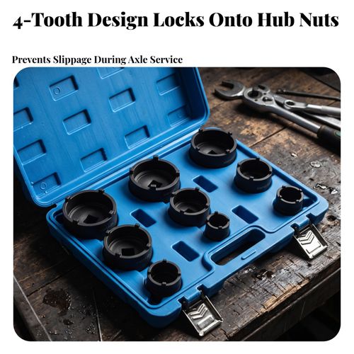 9 Pieces Wheel Bearing Locknut Socket Set Heavy-Duty for Garage — image 2