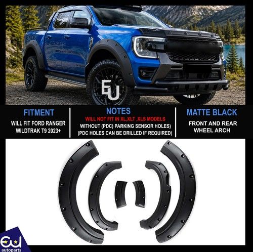 FOR FORD RANGER T9 2022+ WILDTRAK BLACK WIDE WHEEL ARCHES FENDER FLARES 4PCS