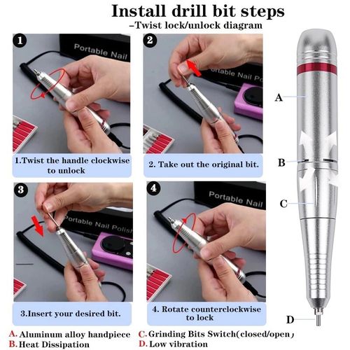 45000RPM Professional Electric Nail Drill Machine Rechargeable Nail File Polish — image 6