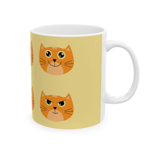 Orange Cat Face Pattern Ceramic Mug — image 4