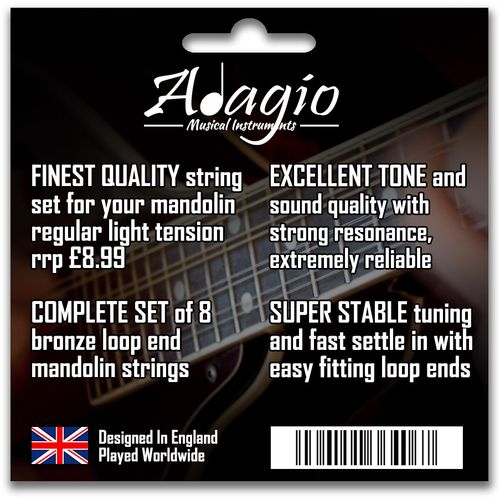 2 PACKS Mandolin Strings With Loop Ends - Light Regular Gauge Long - Adagio Pro  — image 2