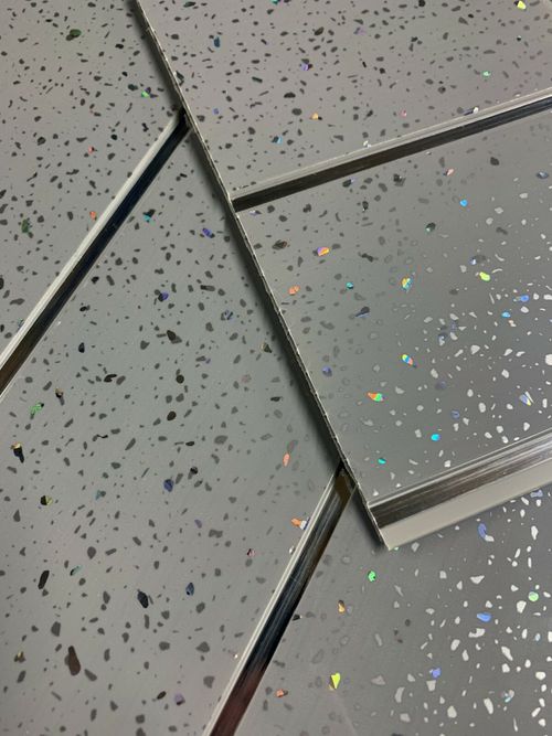 10 Grey Sparkle Chrome Strip Bathroom Cladding PVC Plastic Shower Wall Panels — image 11