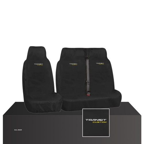 FOR FORD TRANSIT CUSTOM - HEAVY DUTY FRONT VAN SEAT COVERS - RUGGED & WATERPROOF