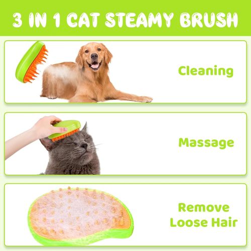 3IN1 Cat Steam Brush Self Cleaning Multi Grooming Brushes Electric Pet Hair Comb — image 2