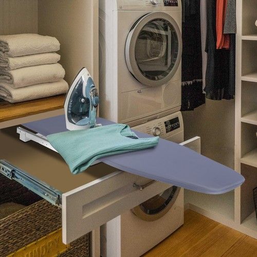 180° Rotation Retractable Ironing Board Closet Folding Pull-Out Stow Away Gray