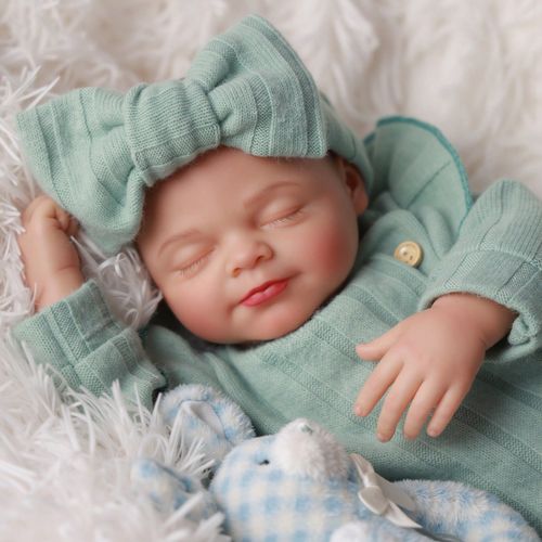 Reborn Baby Doll Girl 17-Inch Sleeping Lifelike Soft Cloth Body with Gift Set — image 3