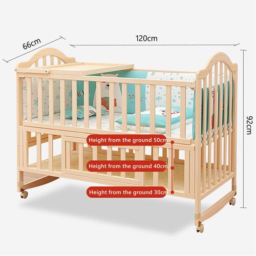 Wooden Baby Crib Bedside Cot 3-in-1 Safe Crib Next to Me From Birth Adjustable — image 5