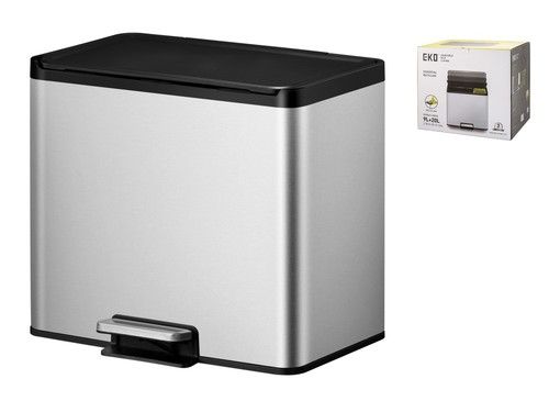 Eco Essential Trash Can In Stainless Steel Silver Color Capacity 20L + 9L