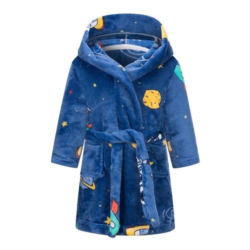 Baby Toddler Kids Flannel Fleece Dressing Gown Boys Girls Cartoon Bathrobe Robe