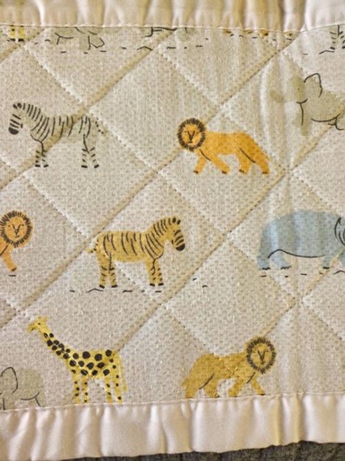 Quilted Safari Animal Print Cot Airwrap / Bumper Pair, White