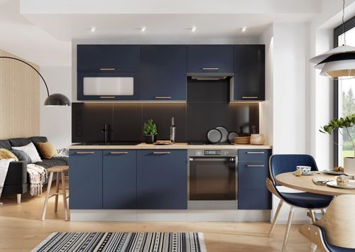 Kitchen Cabinet Pull Out Storage Basket 200mm Navy Blue Door Base Cupboard Nora — image 2