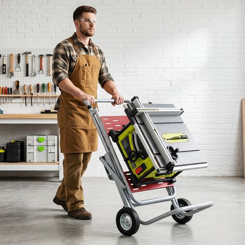 Rolling Table Saw Stand Woodworking Metal Base With Adjustable Mounting Options — image 1